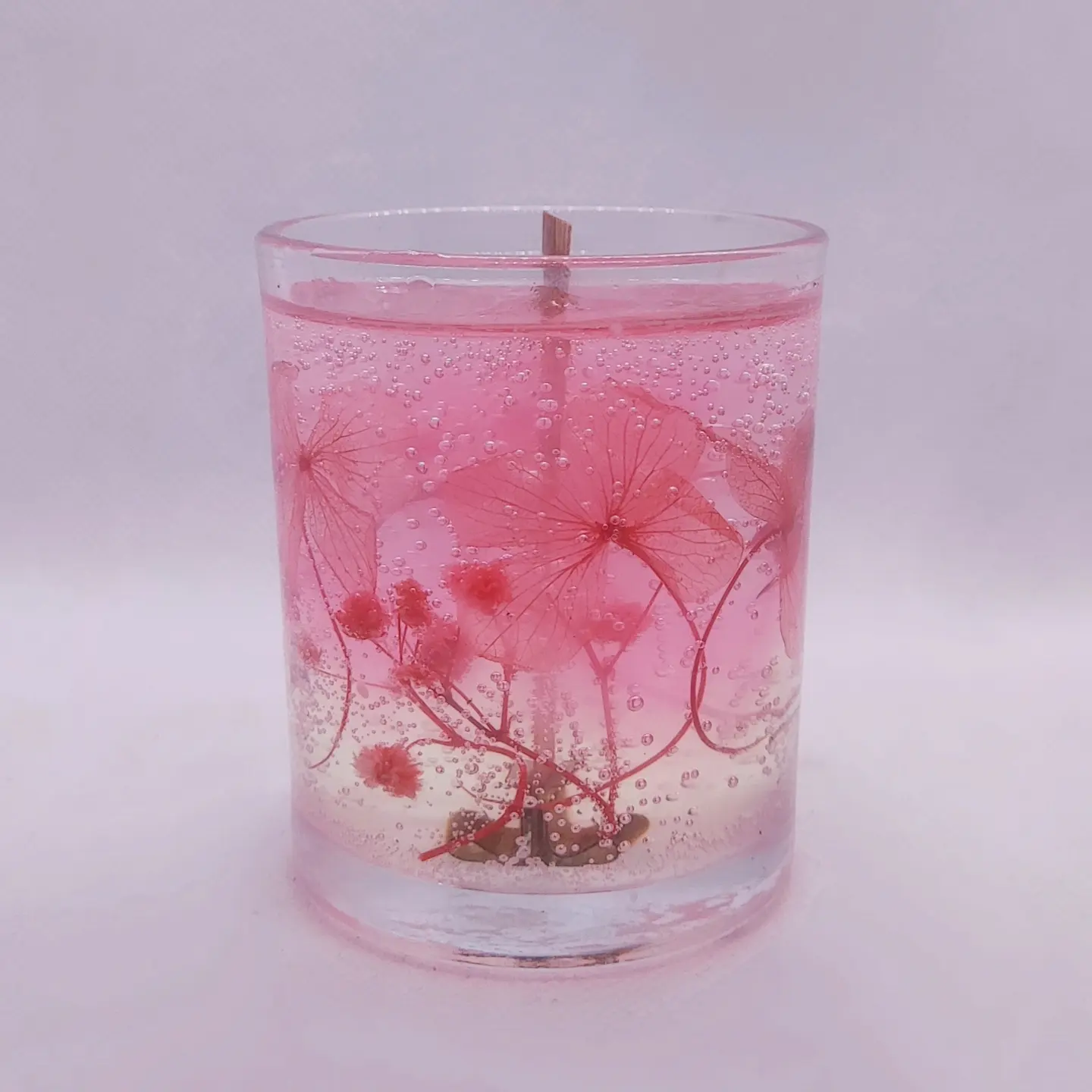 Candelight Handmade Pink Floral Gel Wax Candle