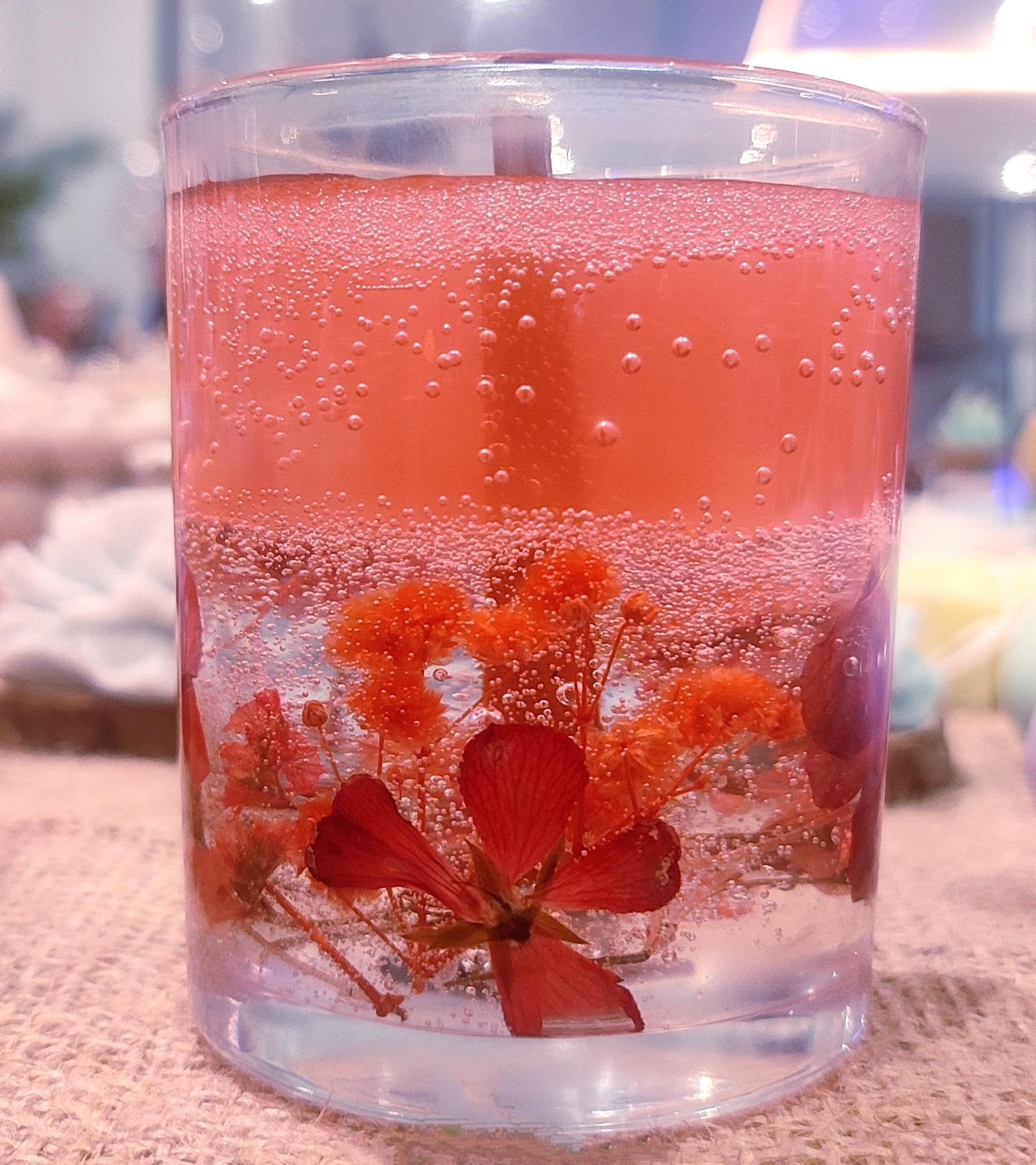 Red Floral Gel Wax Candle